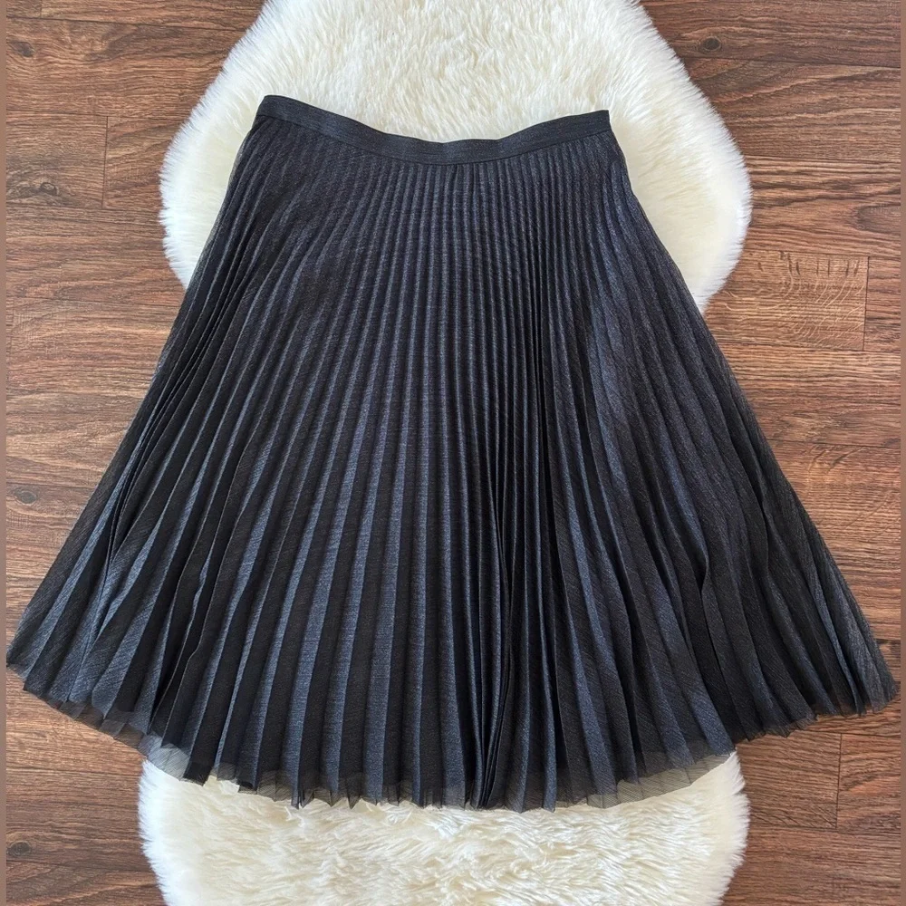 Anine Bing Black Lovisa Pleated Metallic Midi Skirt